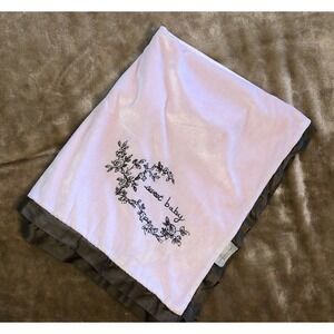 Wendy Bellissimo Baby Girl Blanket  Pink Brown Sweet Baby embroidered Soft!